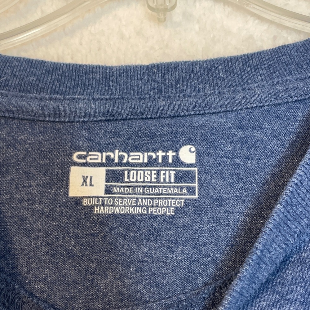 Carhartt K87 Mens XL Loose Fit Pocket T-Shirt Blue Heather Short Sleeve Work Tee - Picture 4 of 7